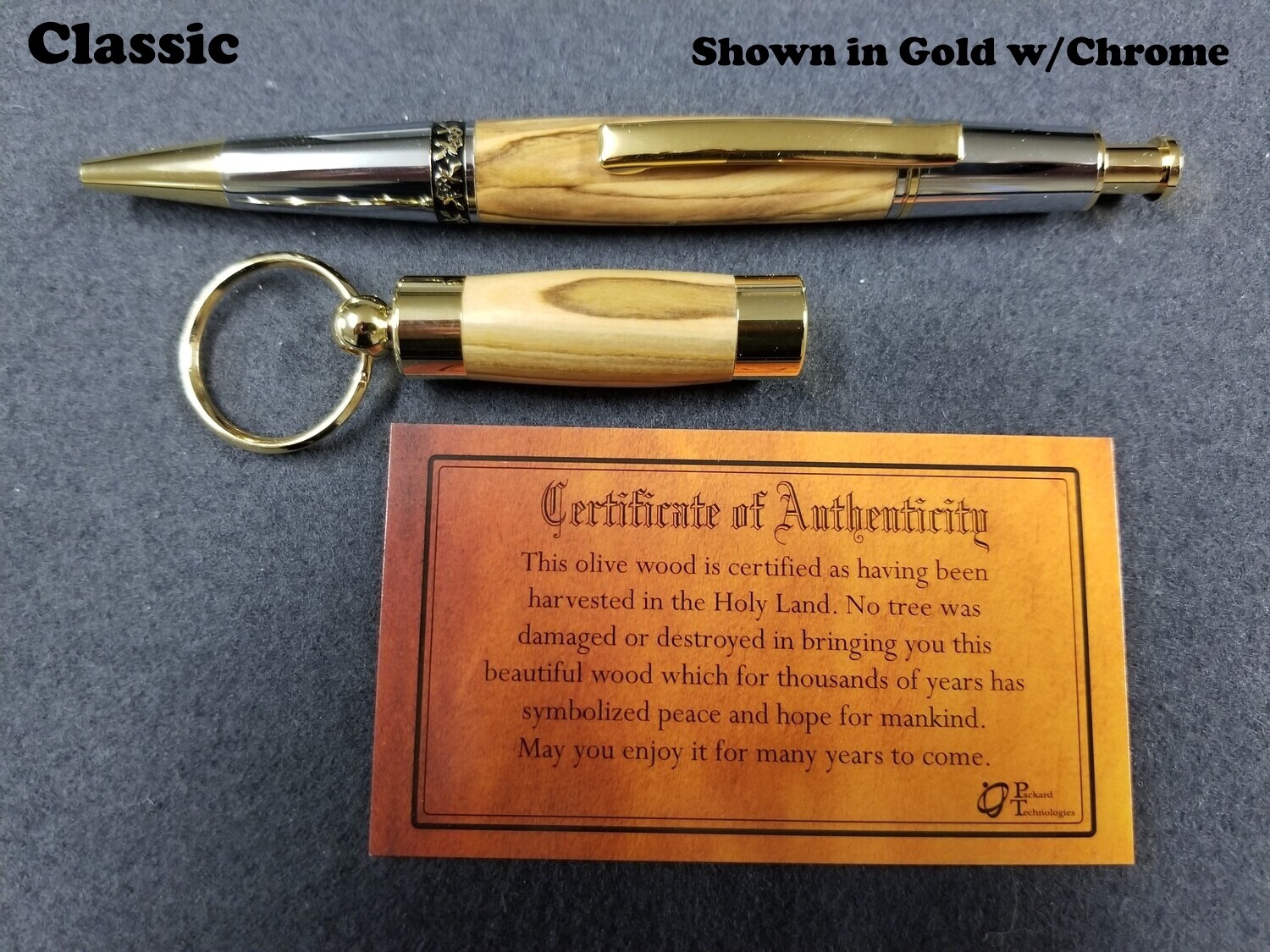 Deluxe Pen and Oil Vial Set made with Holy Land Olive Wood w/Free Engraving - for Priesthood Holders, Missionaries, Bishops