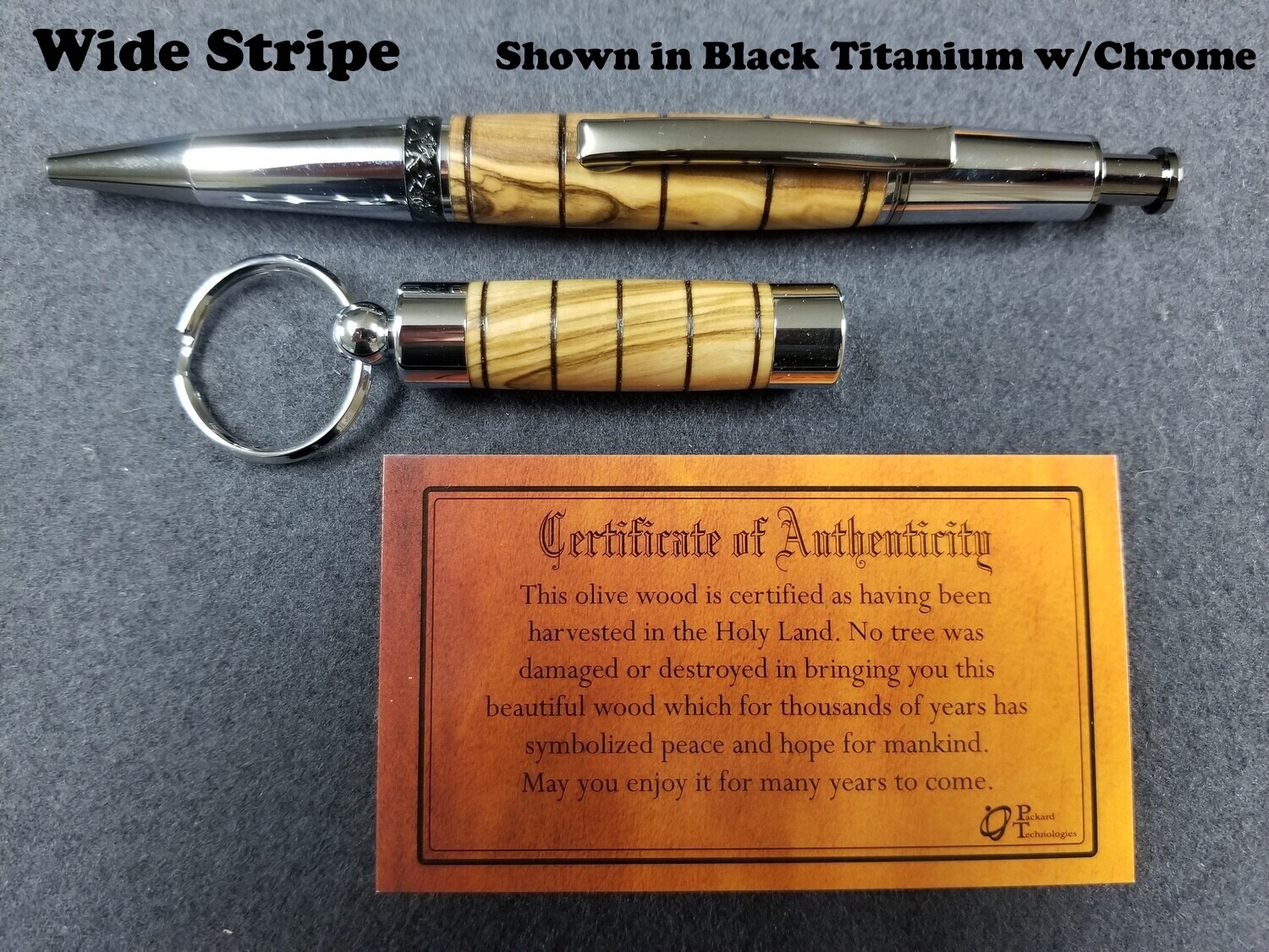 Deluxe Pen and Oil Vial Set made with Holy Land Olive Wood w/Free Engraving - for Priesthood Holders, Missionaries, Bishops - Image 2