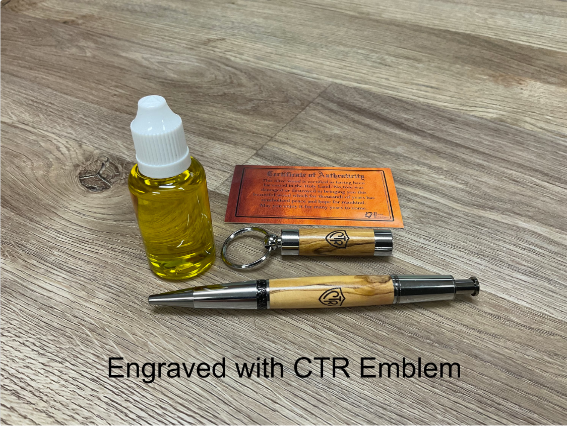 Deluxe Pen and Oil Vial Set made with Holy Land Olive Wood w/Free Engraving - for Priesthood Holders, Missionaries, Bishops - Image 6