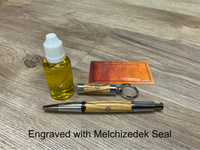 Deluxe Pen and Oil Vial Set made with Holy Land Olive Wood w/Free Engraving - for Priesthood Holders, Missionaries, Bishops - Image 5