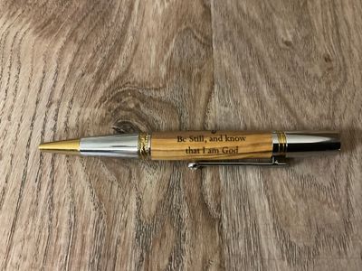 Majestic Squire Pen & Oil Vial made with Holy Land Olive Wood (Be Still) - Image 4