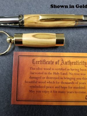 Deluxe Pen and Oil Vial Set made with Holy Land Olive Wood w/Free Engraving - for Priesthood Holders, Missionaries, Bishops