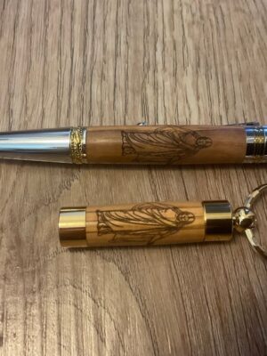 Majestic Squire Pen & Oil Vial made with Holy Land Olive Wood (Hear Him)