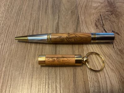 Majestic Squire Pen & Oil Vial made with Holy Land Olive Wood (He reaches my reaching)