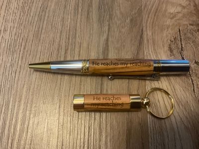 Majestic Squire Pen & Oil Vial made with Holy Land Olive Wood (He reaches my reaching) - Image 2