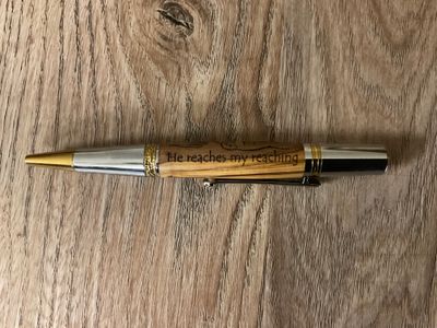 Majestic Squire Pen & Oil Vial made with Holy Land Olive Wood (He reaches my reaching) - Image 3